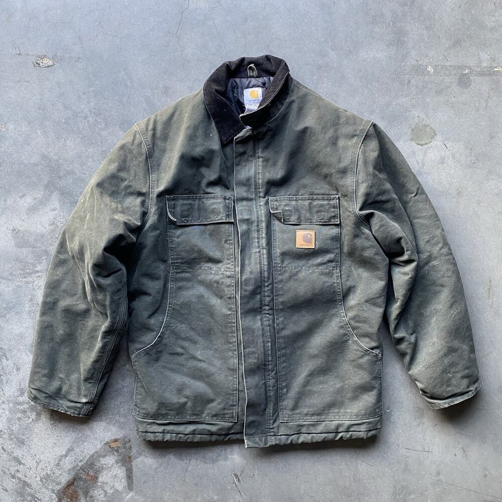 Carhartt Men's Arctic Quilt Lined Sandstone Work Chore Coat Jacket Green